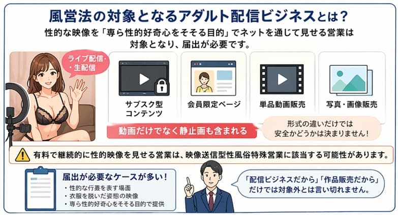 映像送信型性風俗特殊営業とは何か｜風営法の対象となるアダルト配信ビジネスの類型と定義